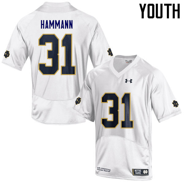 Youth #31 Grant Hammann Notre Dame Fighting Irish College Football Jerseys Sale-White - Click Image to Close